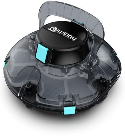 WINNY POOL CLEANER Winny 200 Robot Piscina, Piscina Senza Fili con Batteria, Autonomia 75 Min per Piscine Fuori Terra 60 m², Doppia Filtrazione, Parcheggio Automatico(Nero Traslucido)