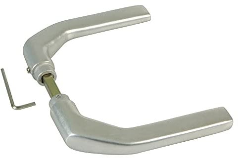 Amig - Juego de Manillas Plateadas de Aluminio sin Placa Ideal para Puertas de Paso y Entrada - 130 x 61 mm · Grosor Máximo Puerta 65 mm - Manija con Manivela Funcional, Decorativa y Moderna