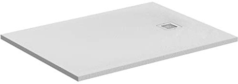 Ideal Standard - Ultra Flat S, Piatto doccia rettangolare sottile in resina effetto pietra, 140x80cm, Ideal Solid, Scarico lato corto, Bianco
