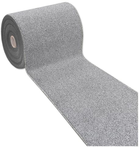 emmevi Alfombra de cocina de color liso, antideslizante, lavable, para pasillo, entrada, 57 x 180 cm, gris
