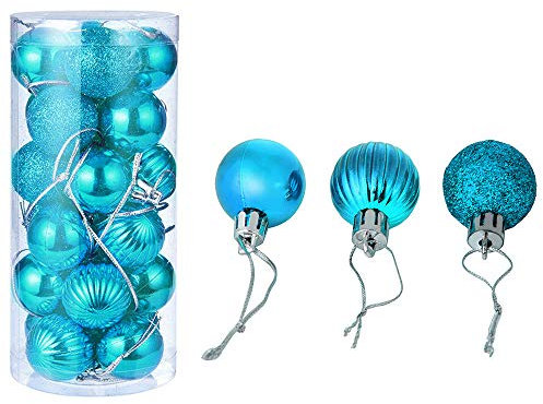 Battnot Weihnachtskugeln 24 teilig Christbaumkugeln Set Weihnachtsbaumschmuck Christbaumschmuck Flitter Weihnachtsbaum Dekoration Weihnachtsdeko hängende Hausdeko Christmas Party (30mm, Himmelblau)