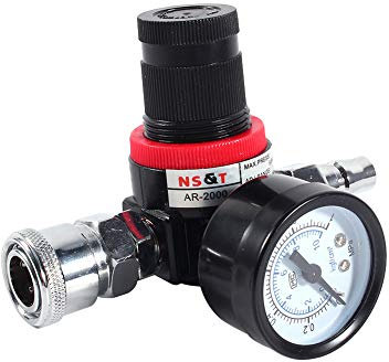Pressure Reducing Valve,1/4 Air Pressure Regulator Gauge with Meter Regulating Control Valve Compressor For Spray Gun