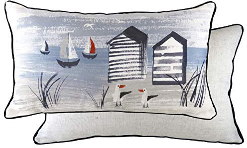 Evans Lichfield Kissen mit Strandhütten-Motiv, Polyester, gefüllt, Mehrfarbig, 30 x 50 cm