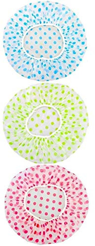 Voarge Lot de 3 bonnets de douche réutilisables imperméables et élastiques pour enfants, femmes, hommes, spa et salon