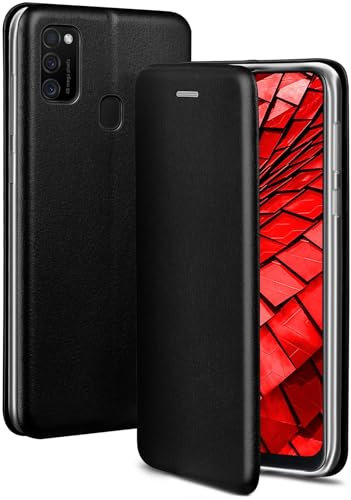 ONEFLOW Business Case für Samsung Galaxy M21 Handyhülle klappbar mit Standfunktion, Klapphülle Flipcase Cover Dünn, PU Leder Hülle mit Kartenfach, 360 Grad Schutzhülle, Schwarz