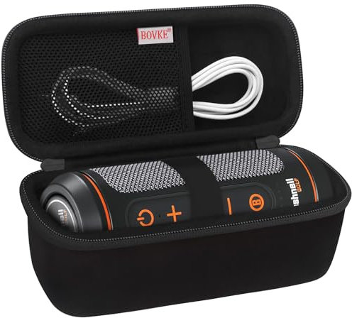 BOVKE Tragetasche Kompatibel mit Bushnell Wingman Golf GPS Bluetooth Lautsprecher, Extra Mesh Tasche zum Aufladen von Schnüren und Zubehör, Schwarz und innen schwarz
