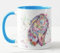 Vixar Lop Rabbit Bunny Eared Watercolour Rainbow Art Coloured Mug Cup Gift Birthday Easter Work Office Christmas Tea Coffee (L Blue)