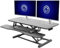 Vivo DESK-V042KB Höhenverstellbarer Schreibtischaufsatz, Sitz-Steh-Arbeitsplatz für zwei Monitore und Laptop, mit breiter Tastaturablage, Schwarz, 107 cm