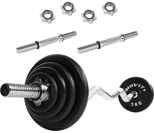 MOVIT SZ Curl-Hantelset PRO 30kg 40kg oder 70kg, mit Sternverschlüssen + Gusseisen-Gewichtsscheiben, Scheibenaufnahme Ø 30mm, 30 kg
