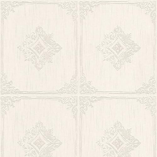 Profhome Textiloptik Tapete 961992-GU Textiltapete creme grau 0,53 m x 10,05 m / 5,33 m2