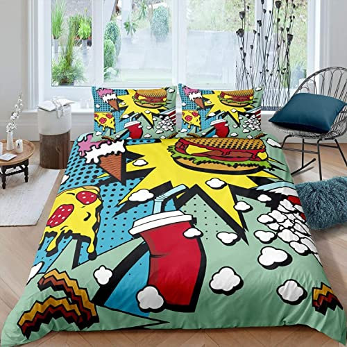 CANWEN Bettwäsche 200x220 Das Bio-Essen Bettwäscheset Set 3teilig Mikrofaser Bettwäsche mit Reißverschluss - Ganzjahresbettwäsche Set Bettdecken Bezüge & 2X Kissenbezüge 80x80 cm