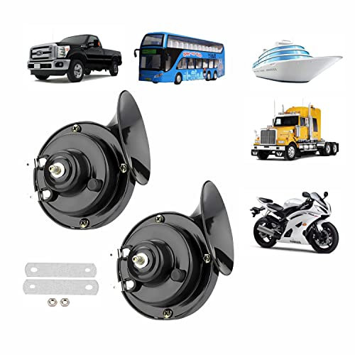 Yungeln 2er Universal Schneckenlufthorn 60db Lautes Horn 12V wasserdichtes Elektrische Horn kompatibel für LKW, Auto, Boot, Motorrad und Fahrrad - 2PCS