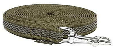 Mystique® Gummierte Schleppleine 15mm mit Handschlaufe Standard Karabiner (7,5m, Khaki)