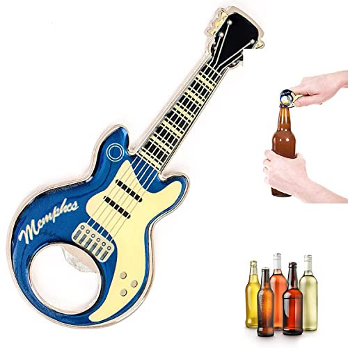 Ouvre-bouteille - Ouvre-bière drôle guitare - bouteille magnétique - En acier inoxydable portable durable - les musiciens - Cadeau pour les amateurs de bière - la maison et le plein air(Argenté)