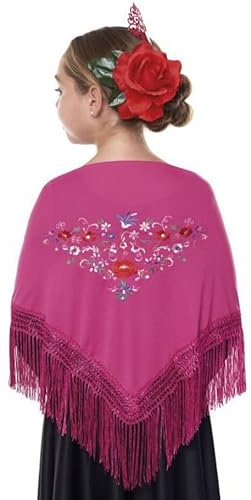 JORXG Châle de Manille broderie fleur couleurs unies pour femme fille, Châle de Flamenco pour la Robe de Foire, Sévillana ou Flamenca Couleur Noir Rouge Blanc Rose Bleu