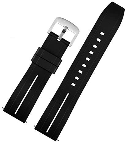 20mm 22mm Bracelet de Montre en Silicone Hommes Femmes Bracelet en Caoutchouc étanche à Dégagement Rapide Boucle Papillon Fit for Tissot Fit for Mido Fit for Citize Strap Watch Strap (Color : Black