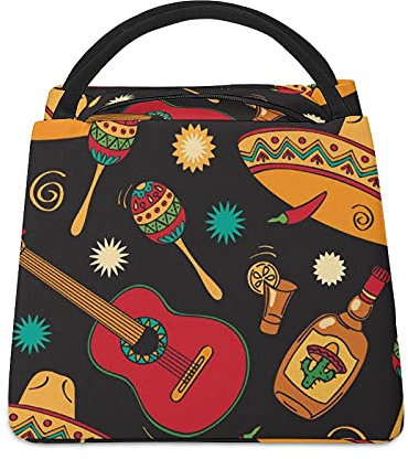 FWJZDSP Happy Fiesta isolierte Lunchbox-Einkaufstasche, individuelle Handtasche, bedruckt, niedlich
