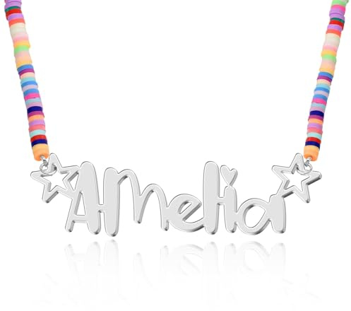 UMAGICBOX Collier Personnalisé avec Prénom - 14 Styles de Police | 316L Acier Inoxydable ou Argent 925 | 4 Couleurs Éclatantes | Coffret Cadeau Offert | Hypoallergénique et Résistant
