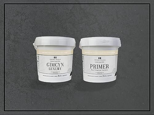 Impera Italia Gimcyn Luxury - Textured, Metallic Effect, Iridescent Wall Paint Bundle. Includes 1kg of Paint and 0.5L of Primer - Covers 5SQM - In Colour GREY PEARL.