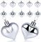 SECALIFE 12 Pieces Silver Heart Baubles Shiny and Matte Heart Baubles for Christmas Tree Decorations Heart Shaped Bauble Hearts Christmas Ornament Hanging Tree Pendants, 4.5CM