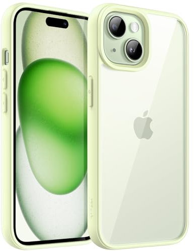 JETech Case for iPhone 15 6.1-Inch, Shockproof Phone Bumper Cover, Solid Color Matte TPU Frame, Anti-Scratch Clear Back (Green)