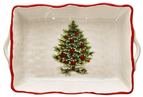 MamboCat Maestro Natale Bol de service avec poignées I 2,2 l I Bol à fruits rectangulaire italien en céramique avec décor de Noël I Grand bol pour biscuits et salades pour Noël, l'Avent et
