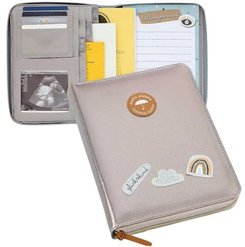 Mutterpasshülle, U-Heft und Impfpass Tasche/Organizer mit Glückskind Schriftzug I Silber