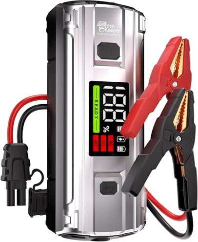Booster Batterie Voiture 3000A Booster Batterie 12V Essence 8.0L Diesel 8.0L, PD65W Charge Rapide Bidirectionnelle, Extension de Sortie DC 12V/6A, Kit LED Multifonction Sécurisé avec Sac de Rangement