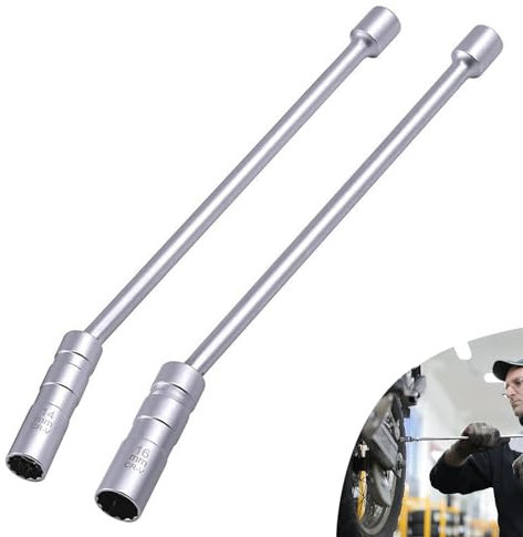 LIMEOW 2 Stück Zündkerzenschlüssel, Lengthen Magnetisch Zündkerze Steckschlüssel, 360°Drehung, Glühkerzen Werkzeug Zündkerzennuss 12 Punkt für Motorrad, Motorsäge, Rasenmäher(14mm, 16mm)