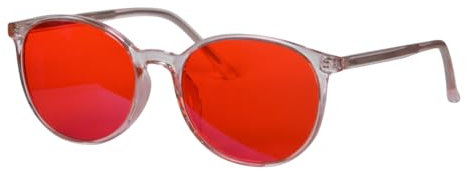 SHINU Rote Brille, Blaulicht-Brille für besseren Schlaf, Blaulicht-blockierende Brille, orangefarbene Gläser, Tr90 (C2 ROTE LINSE)