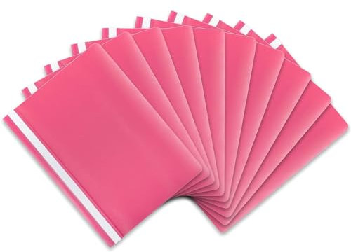 itenga 10er Pack Schnellhefter A4 Plastik stabil PP Kunststoff Sicht Hefter Mappe genarbt (pink)