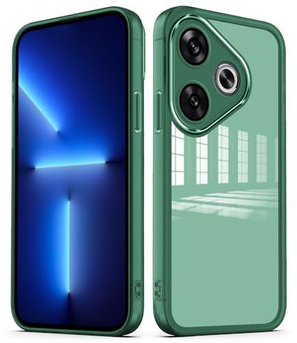 YUXING Funda para Xiaomi Poco F6 5G Carcasa Transparente con Película Protectora de Lente Ultra Delgado Antichoque Bumper Slim Case - Verde