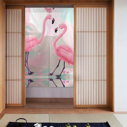 yefan Love Flamingo Türvorhänge, Raumteiler-Vorhänge, Verdunkelungsvorhänge für Schränke und Fenster, Küche, Schlafzimmer und mehr
