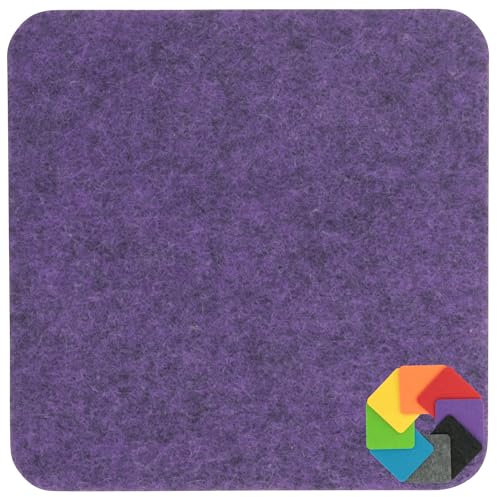 Design Filz Untersetzer eckig - 15x15cm in lila meliert für Glas, Getränke, Bar, Tasse, Vase