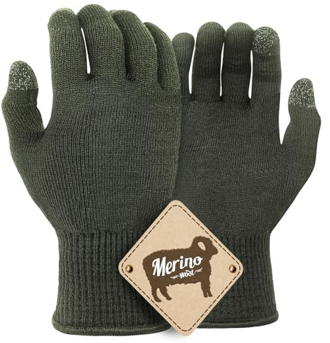 Migliore Wear Merino Unterziehhandschuhe, TOUCHSCREEN Wollhandschuhe Merinowollhandschuhe, Warme Innenhandschuhe Winterhandschuhe zum Radfahren, Laufen, Wandern, Fahren
