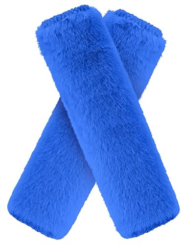 Gurtpolster Auto Gurtschutz Sicherheitsgurt Schulterpolster Gurtschoner Faux Rabbit Fur Gürtelkissen Schutzkissen Polsterung für Sitzgurt Blau 24 x 6,5 cm
