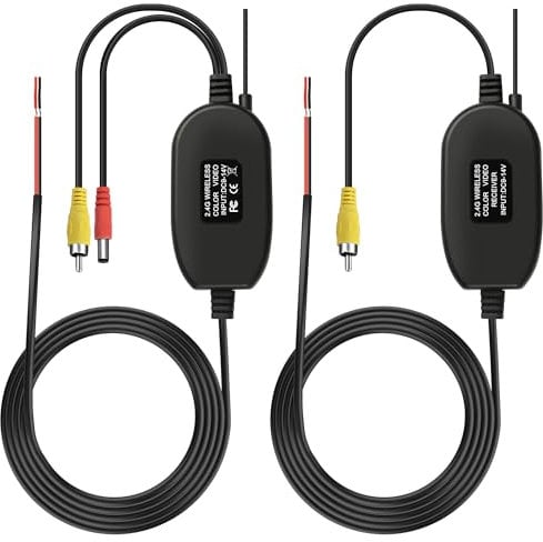 MEIRIYFA 2.4G Wireless Color Video Transmitter and Receiver for Vehicle Backup/Front Car Camera - 2.4GHz Wireless RCA Video Receiver/Transmitter for Car Parking Monitor Rear View Camera