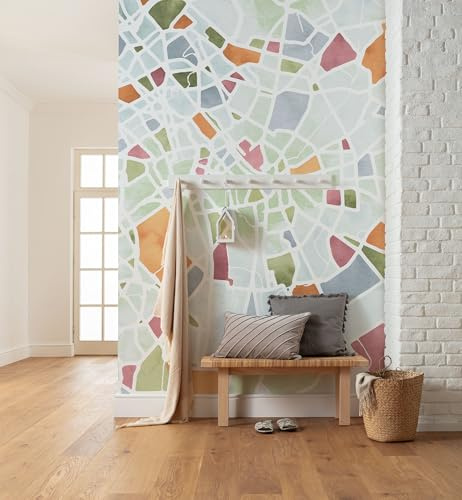 Komar Vlies Fototapete - City Map - Größe 150 x 250 cm - Tapete, Wanddekoration, Wohnzimmer, Schlafzimmer, Büro