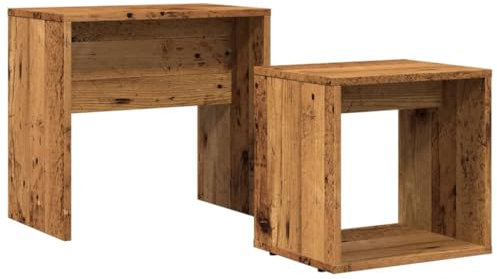 vidaXL Satztisch 2-TLG., Beistelltisch Nachttisch für Schlafzimmer Wohnzimmer Büro, Couchtisch mit Stauraum, Sofatisch Wohnzimmertisch, Altholz-Optik Holzwerkstoff