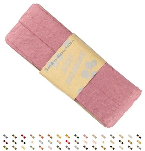 Sandras-Bastelladen Jersey Schrägband/Einfassband elastisch & gefalzt 3m x 20mm - 100% Viskose Alt Rosa