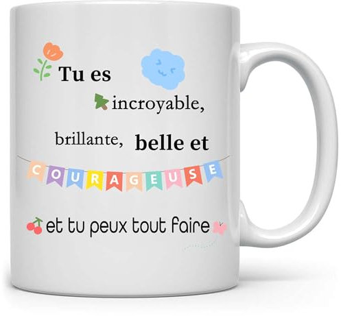 Tasse De Motivation''Tu Es Incroyable,Brillante,Belle Et Courageuse Et Tu Peux Tout Faire''Pour Les Femmes,Fille,Collègue,Meilleur Ami,Anniversaire Cadeau Tasse,Fête,Souvenirs En Céramique Délicate