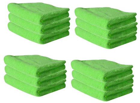 WATIIFUFU 12 Stück Mikrofaser Geschirrtücher Ölentfernung Küchenreinigung Küchentücher Grün 30x30cm Stark Saugfähig Und Pflegeleicht