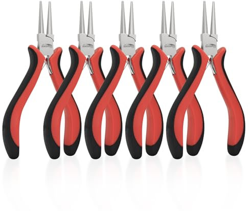 HOUSERAN Round Nose Pliers for Jewelry Making Small Needle Nose Pliers Wire Looping Plier Mini Needle Nose Pliers Smooth Jaws Chain Nose Pliers