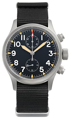 watchdives Militado Militär-Chronographenuhren, 39 mm, Saphirglas, Pilotenuhr VK61, Quarz-Leuchtarmbanduhren für Herren, 100 M wasserdichte Sportuhr mit Nylonarmband