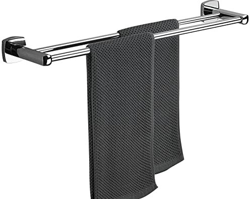 Double barre porte-serviettes 50 cm 60 cm 70 cm Porte-serviettes mural en cuivre plaqué argent