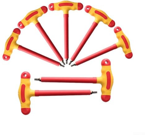 Besttoolifes Juego de llaves hexagonales con mango en T, 1000 V, aisladas, de alto voltaje, certificado VDEDE, herramientas de electricista, reparación especial, garaje, certificado VDEGS para T15