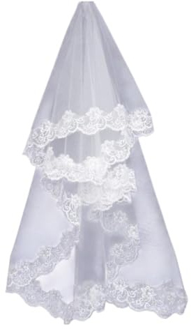 MIRKUZI Schleier Kurzer Brautschleier, Brautschleier Länge 1,5m Kathedrale Kirchenschleier Weiß Langer Schleier Schlichte elegante Damen Hochzeitsaccessoires