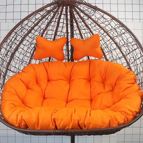 Generisch Hängesessel Outdoor 2 Personen Wetterfest Kissen, Hängekorb Doppelsitzer Kissen, 10cm Dick Anti Verformung Auflagen Polster, Für Schwingsessel, Hängesessel Sitzkissen,Orange