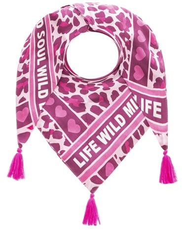 Zwillingsherz Dreieckstuch Damen, 220 x 130 cm, Bunt Gemustert mit Quasten, Strandpink Zebra