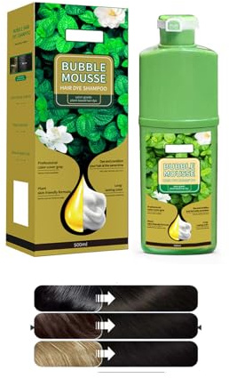 Bubble Mousse Hair Dye Shampoo, Langlebig Schaumhaarfarbstoff Mit Pflanzlicher Farbstoffformel, Schnell Wirkende Haarfärbefärke Blasen Haarfarbstoffe Für Alle Haartypen (Braun schwarz.)